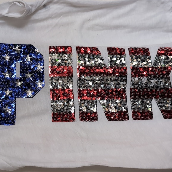 Victoria's Secret PINK Americana Sequin Flag Tank Size Medium - Picture 3 of 4